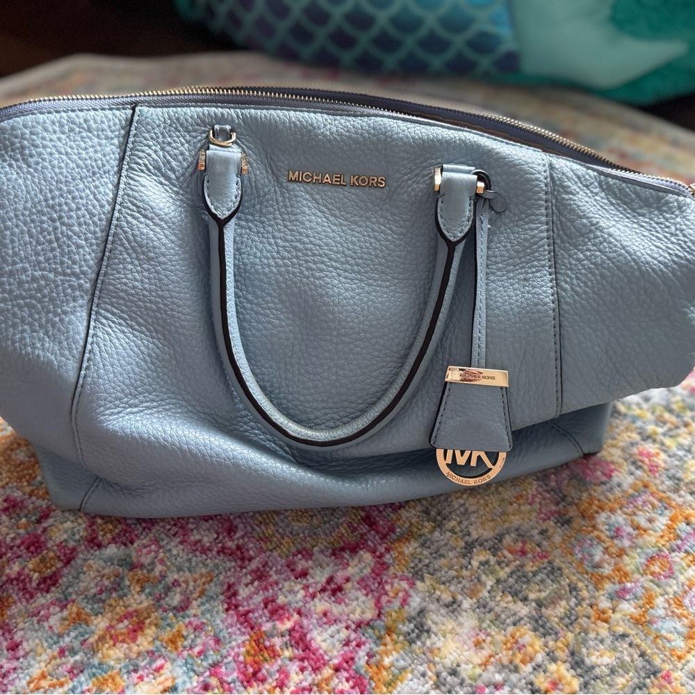 Michael Kors Blue Leather Tote Bag